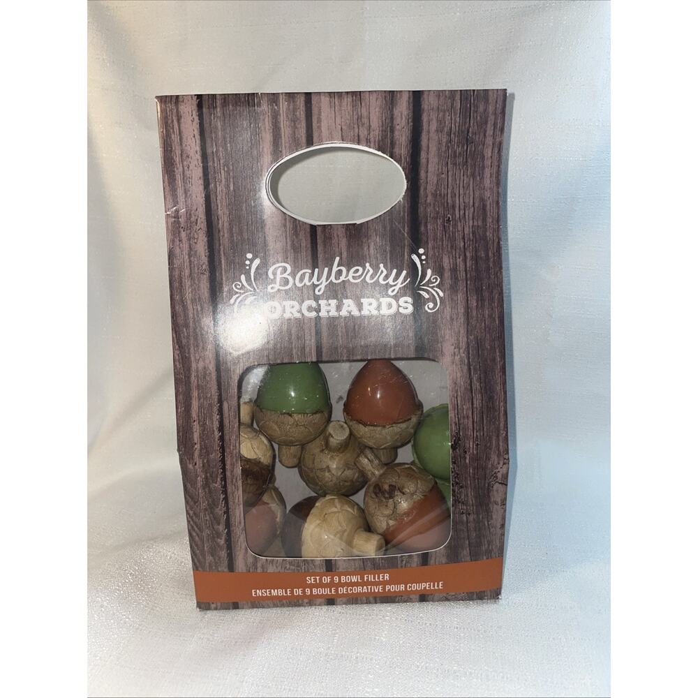 Bayberry Orchards 9 Wooden Autumnal 2.75” Acorn Bowl Fills Harvest Fall